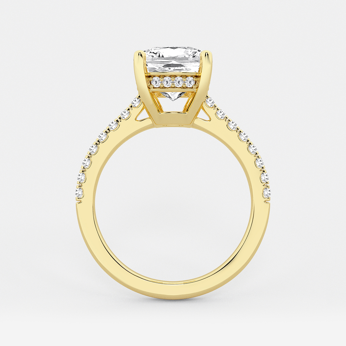 Additional Image 1 for  4 1/3 ctw Elongated Cushion Lab Grown Diamond Hidden Halo Engagement Ring